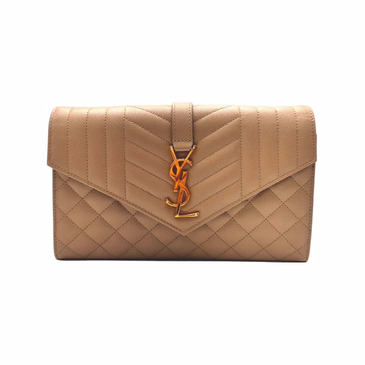 SAINT LAURENT 생로랑 모노그램 WOC 마틀라세 여성 체인 숄더백 베이지