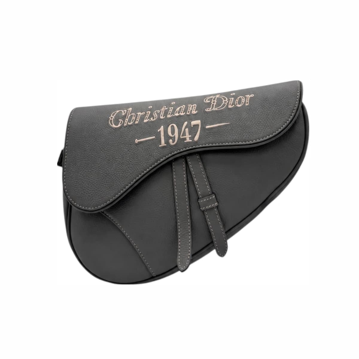 DIOR 디올 1947 스티치 그레이 그레인 새들백 가죽