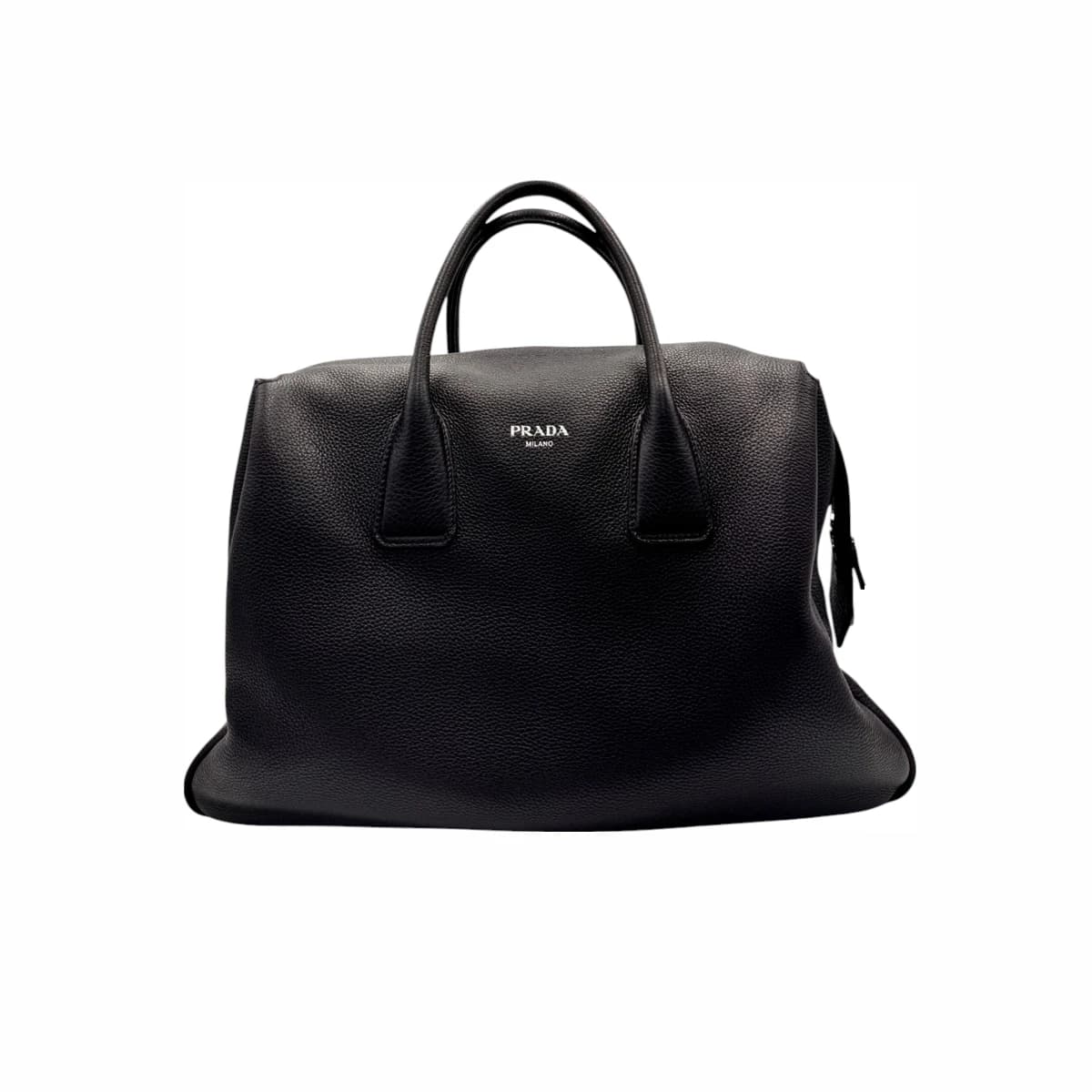 PRADA 프라다 블랙 그레인 레더 트래블 토트백 가죽