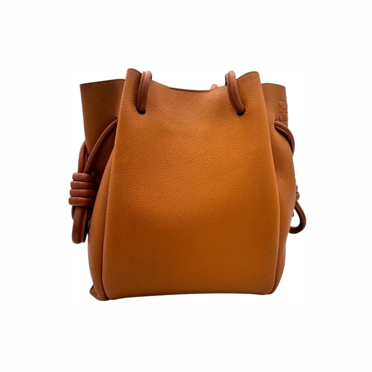 LOEWE 로에베 브라운 레더 플라멩코 노트 스몰 토트 겸 숄더백 가죽