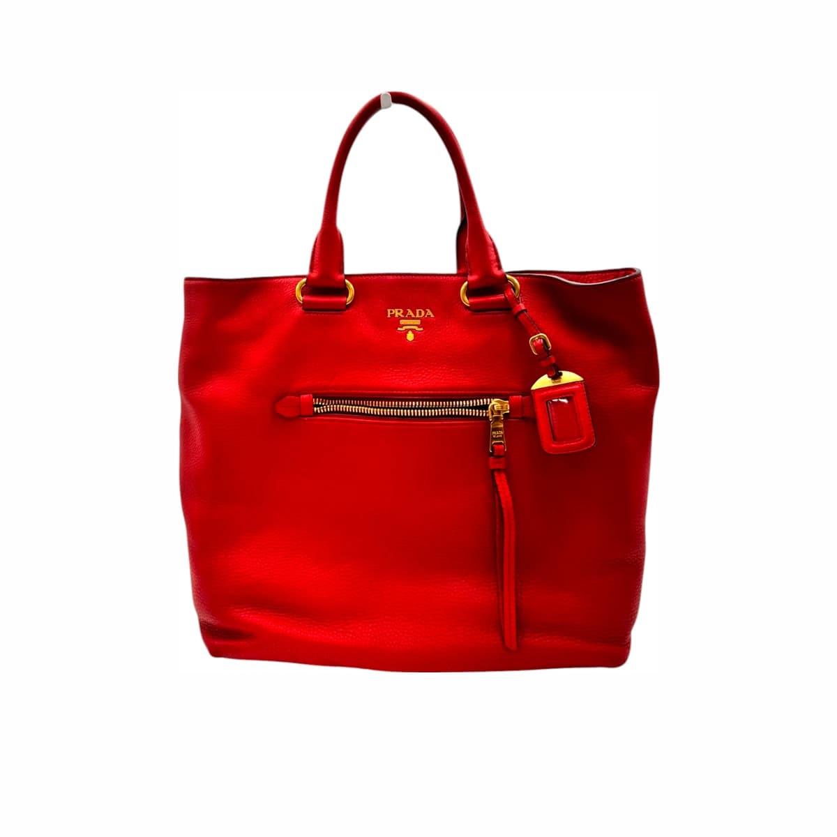 PRADA 프라다 레드 비텔로 다이노 토트백 가죽