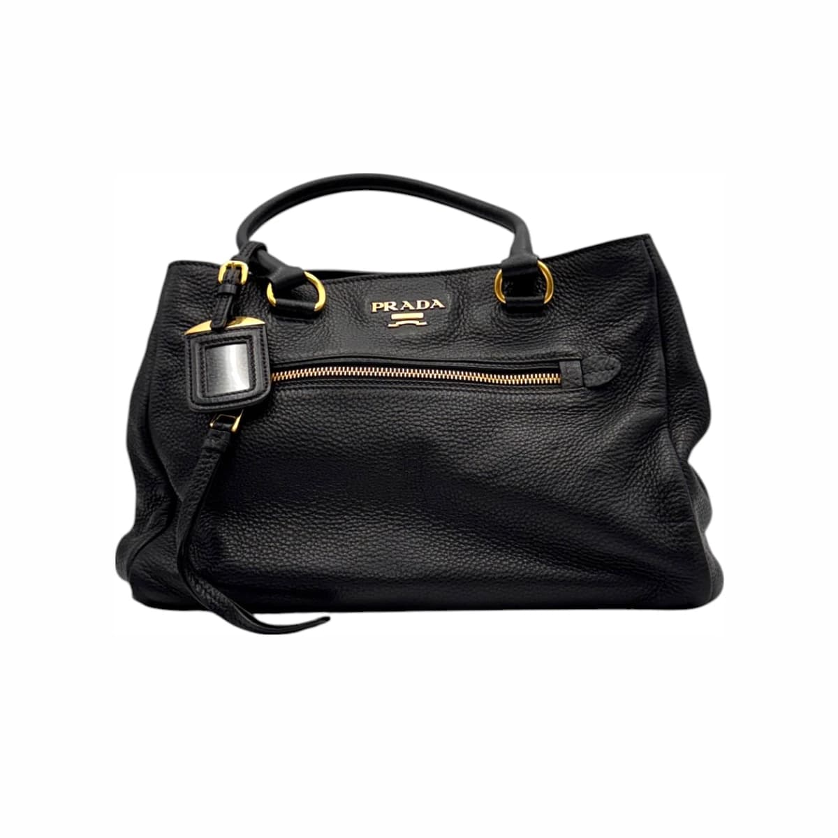 PRADA 프라다 블랙 레더 비텔로 피닉스 토트백 가죽