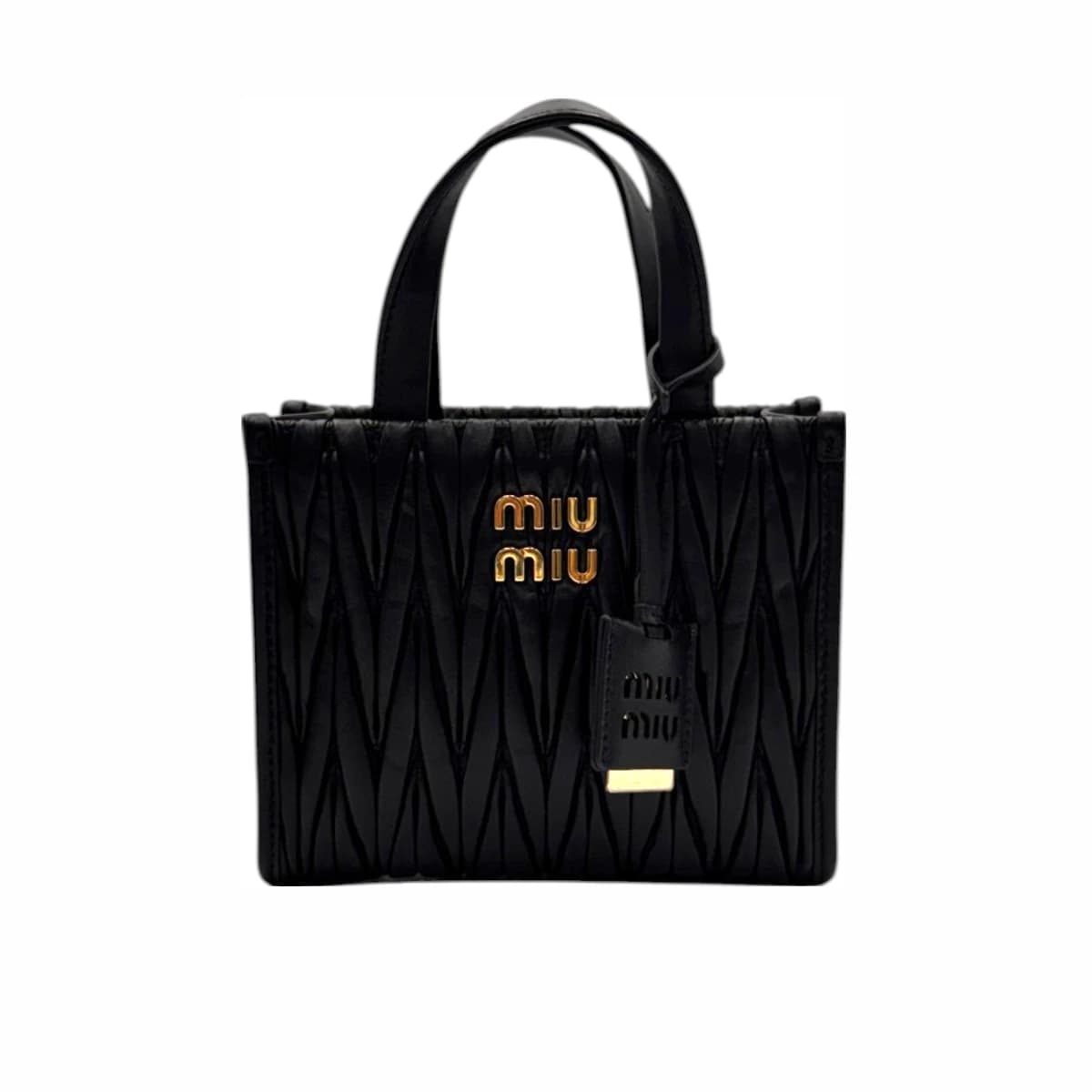 MIU MIU 미우미우 블랙 레더 마테라쎄 나파 토트백 가죽