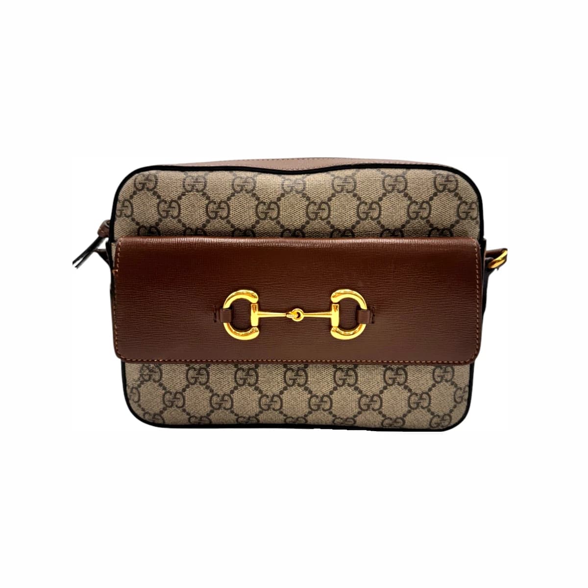 GUCCI 구찌 베이지 에보니 캔버스 홀스빗 1955 스몰 숄더백