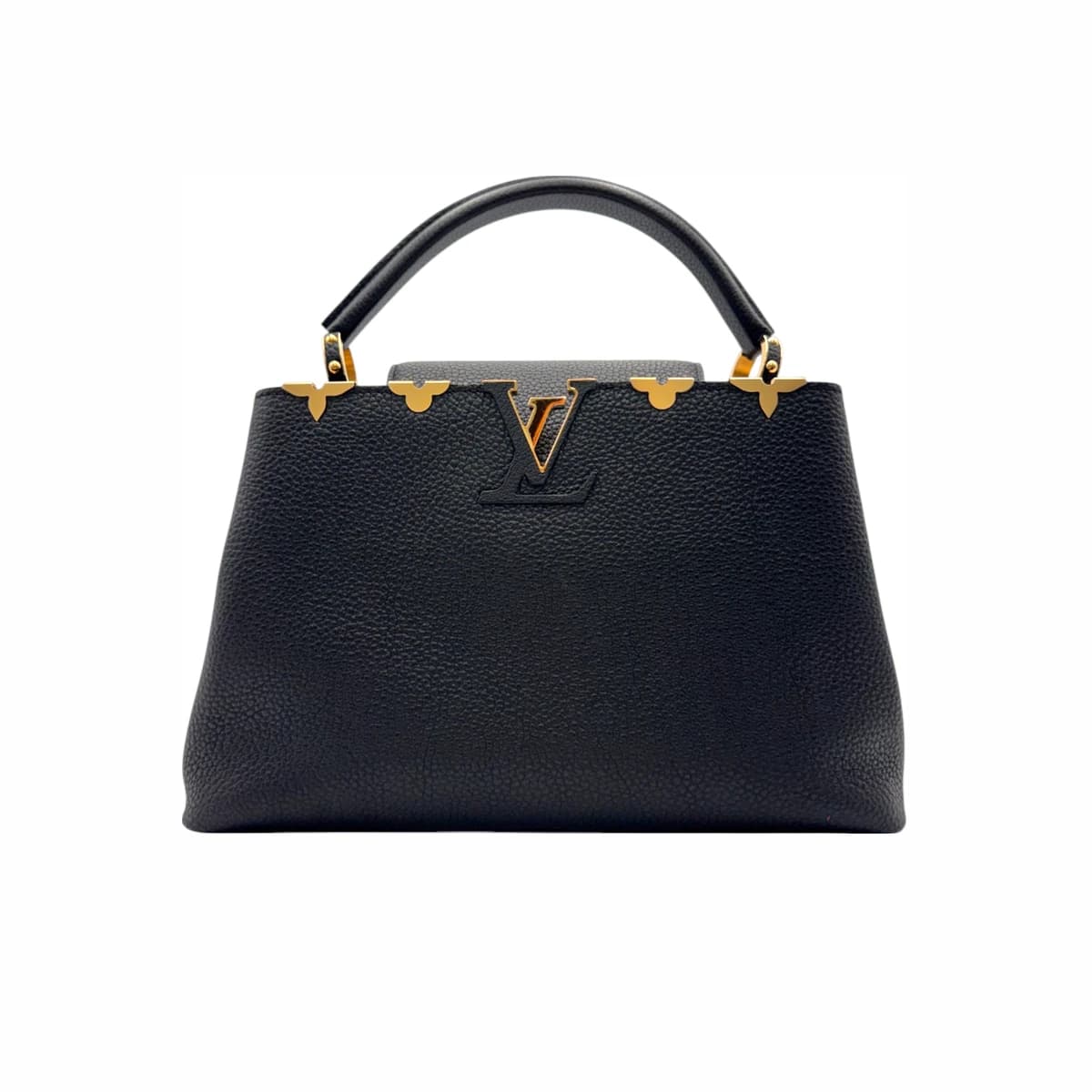 LOUIS VUITTON 루이비통 느와르 토뤼옹 레더 플라워 카퓌신 MM 토트겸 숄더백 블랙