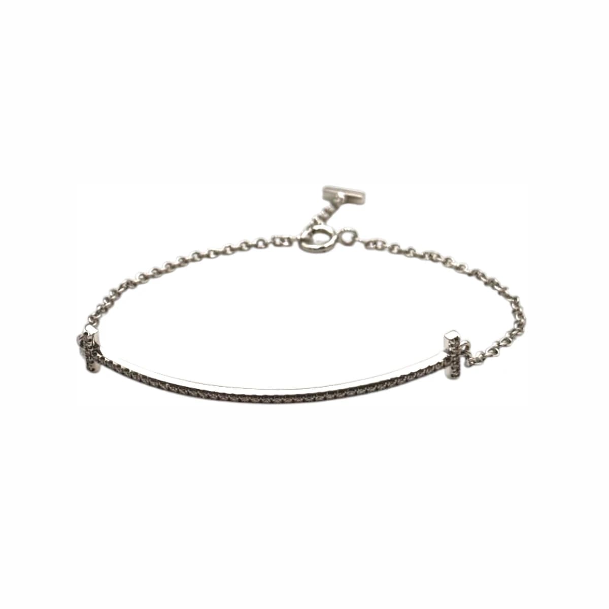 TIFFANY & CO. 티파니앤코 18K 화이트골드 다이아 T스마일 스몰 브레이슬릿 SM 18K 옐로골드
