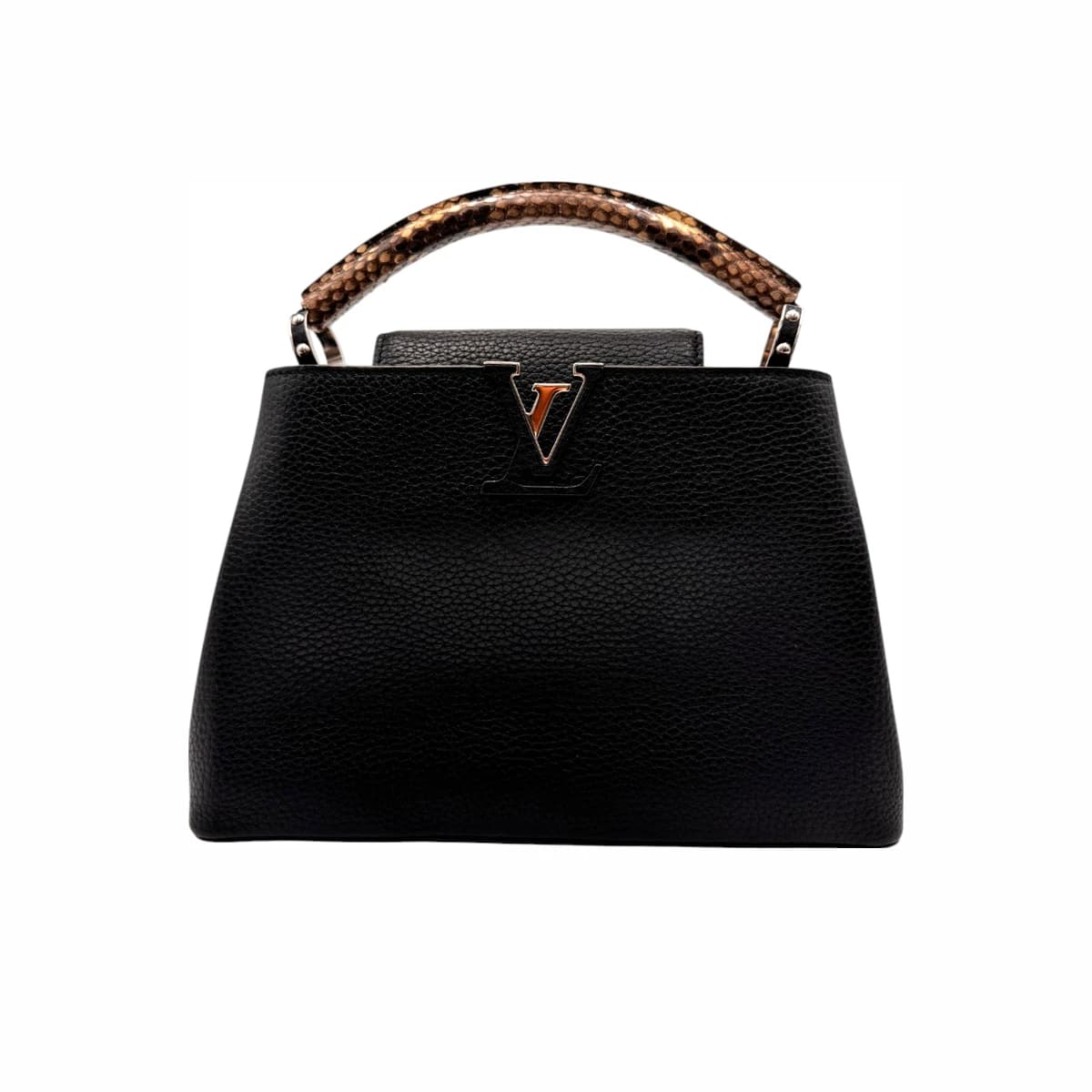 LOUIS VUITTON 루이비통 블랙 컬러 카퓌신 BB 파이톤 탑핸들 토트백 엑조틱