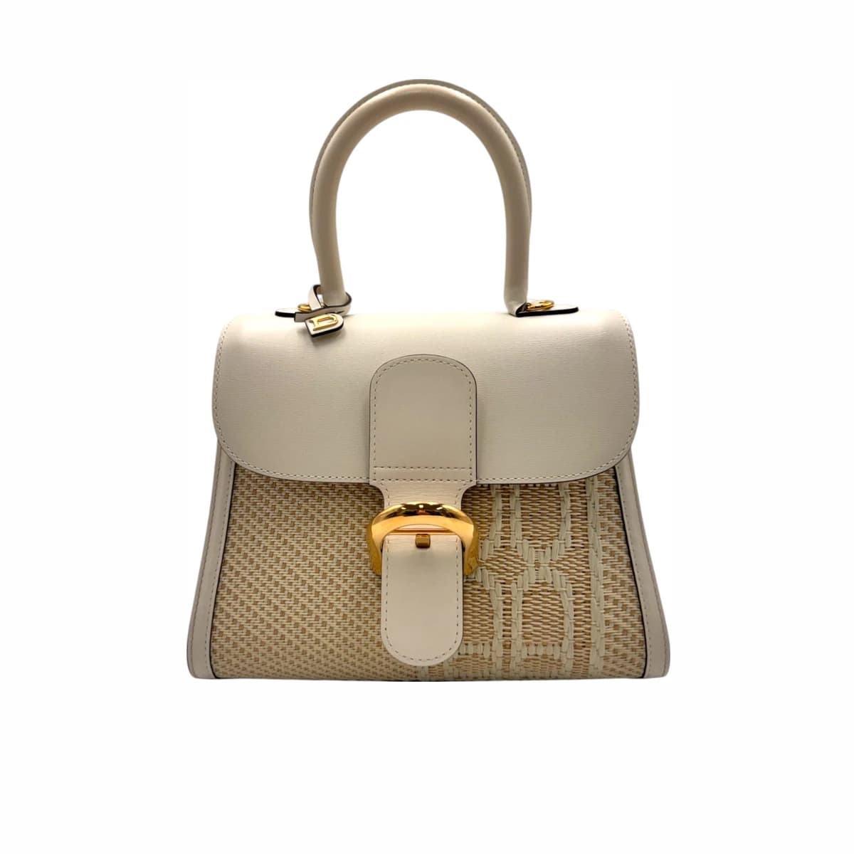 DELVAUX 델보 화이트 레더 라피아 브리앙 PM 가죽