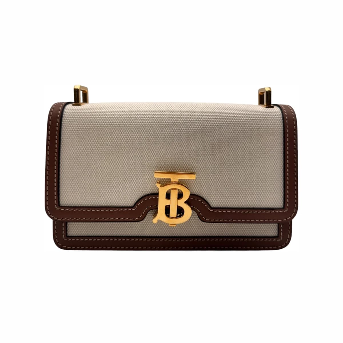 BURBERRY 버버리 브라운 캔버스 투톤 TB 미니 크로스백