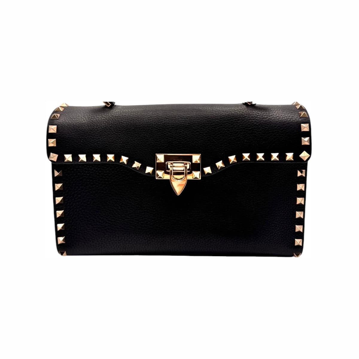 VALENTINO 발렌티노 가라바니 락스터드 탑핸들 숄더백 블랙 가죽