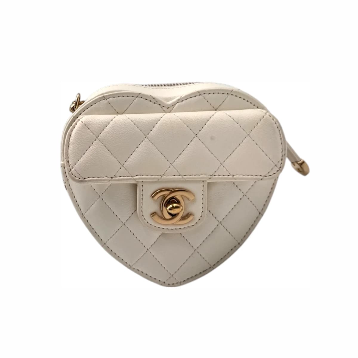 CHANEL 샤넬 램스킨 화이트 하트 체인 크로스백 32번