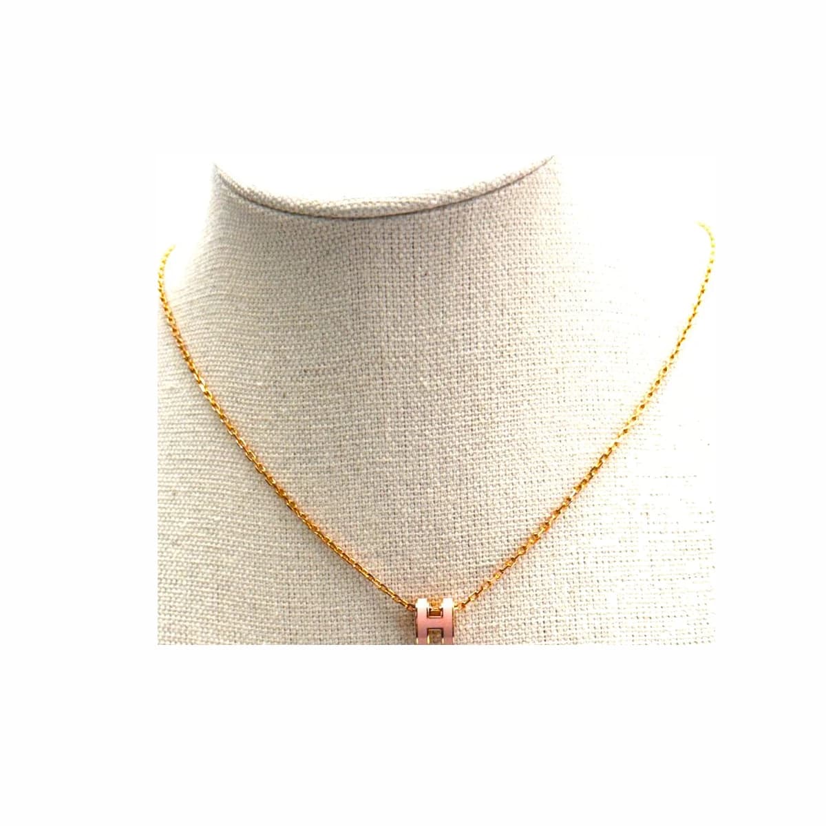 HERMÈS 에르메스 로즈골드 핑크계열 펜던트 미니 팝아슈 목걸이 18K 로즈골드