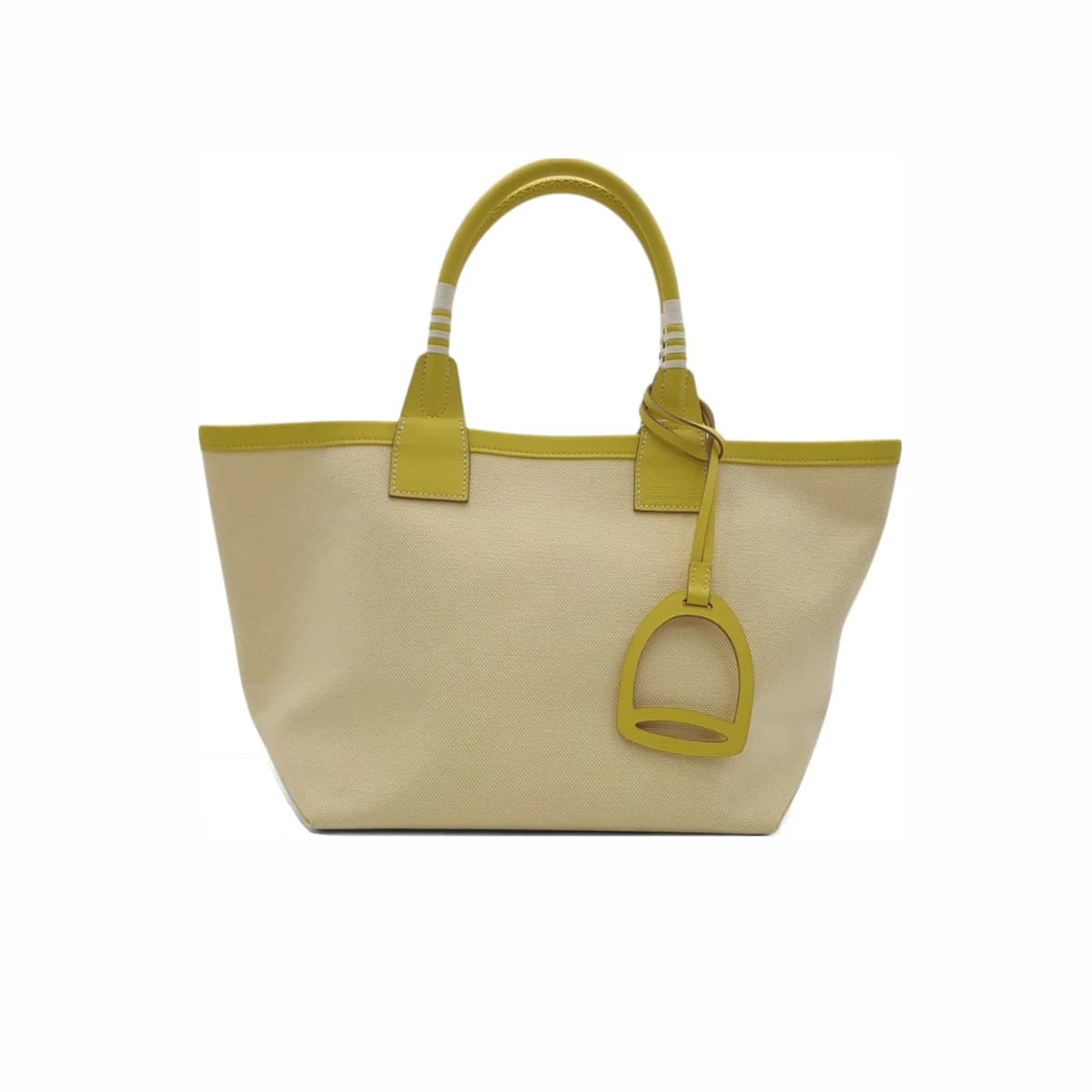 HERMÈS 에르메스 에크루 캔버스 라임 스위프트 스티플 25 토트백 U각인 멀티