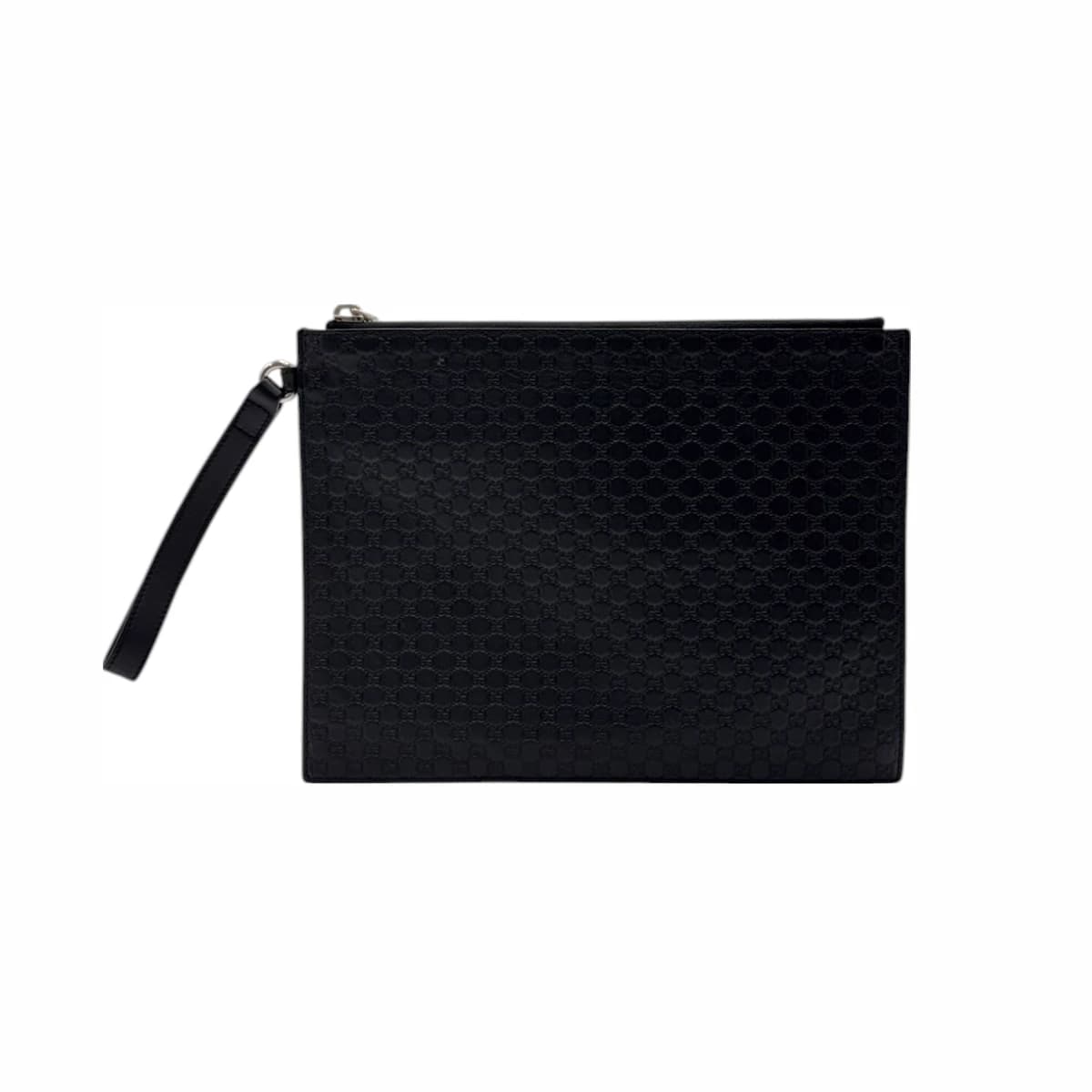 GUCCI 구찌 블랙 레더 마이크로시마 스트랩 클러치백 가죽