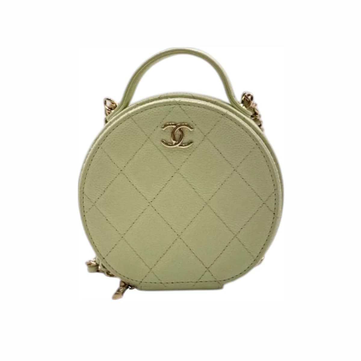 CHANEL 샤넬 라이트 그린 캐비어 CC 라운드 탑핸들 체인 숄더백 31번대