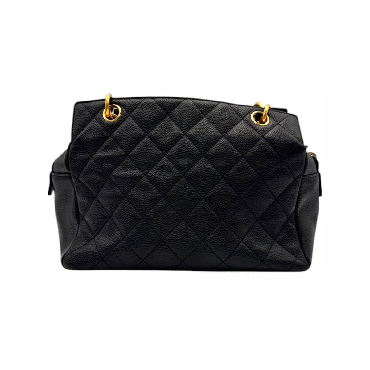 CHANEL 샤넬 블랙 캐비어 타임리스 CC 정방 금장 체인 토트백 11번대
