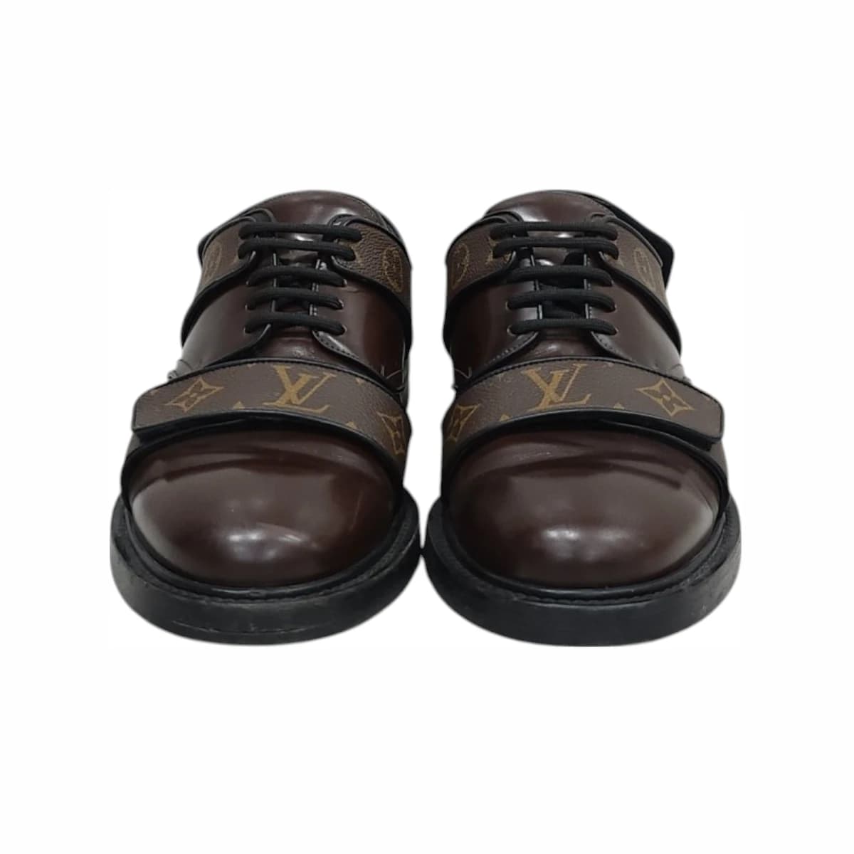 LOUIS VUITTON 루이비통 모노그램 스트랩 LV 더비 슈즈 8 브라운