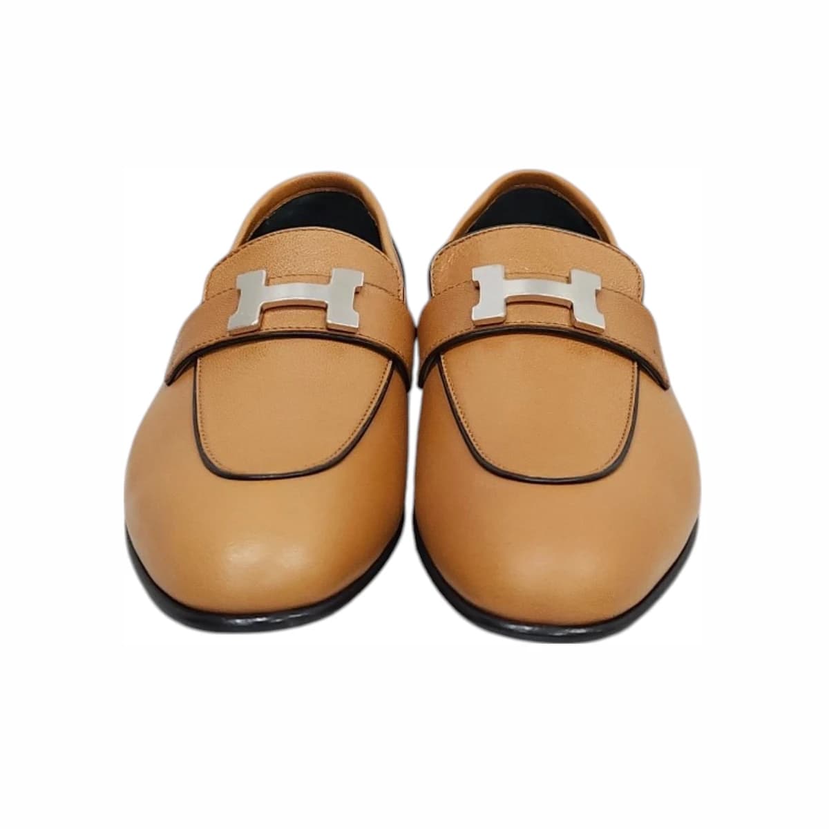 HERMÈS 에르메스 파리로퍼 나뛰렐 은장 38 브라운 가죽